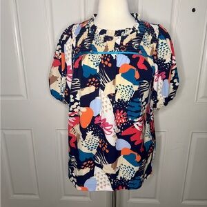 Umgee Abstract Smocked Blouse – Size M NWT